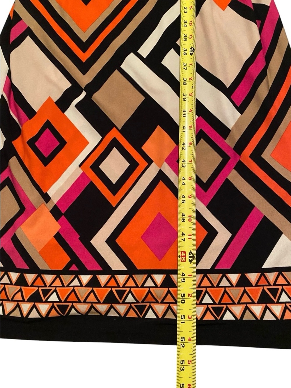 R&M Richards V-Neck Geometric Maxi Dress in Orange, Black. Pink & Cream, Size 8 - Picture 8 of 8